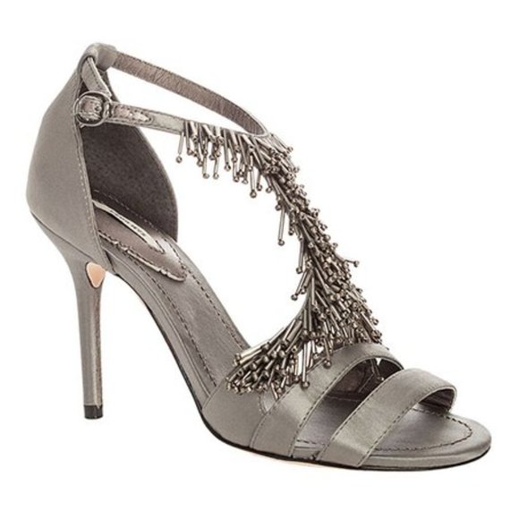 NWT/NIB Leon Max | Gray Samba Beaded T-Strap Sandal -8.5 - Picture 5 of 10